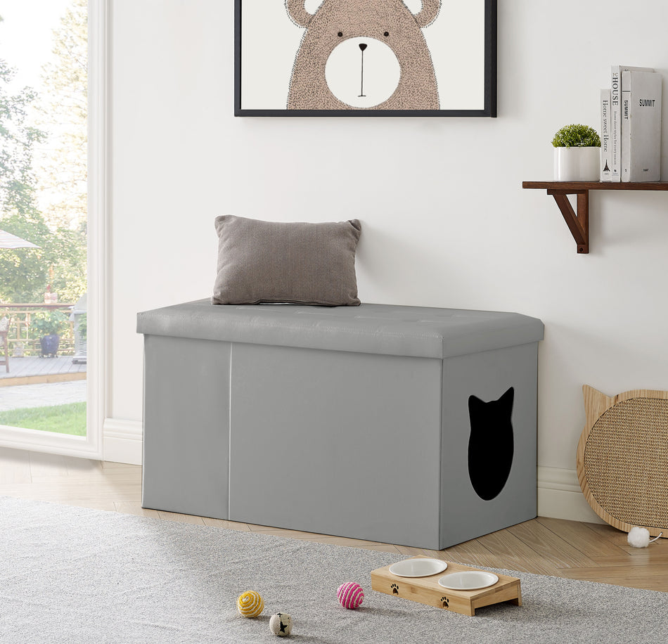 Designer Cat Litter Box Enclosure Hidden Washroom Bench Ottoman