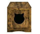 X-Large  Cat Litter Box Enclosure Furniture Box House with Table, Rustic Brown