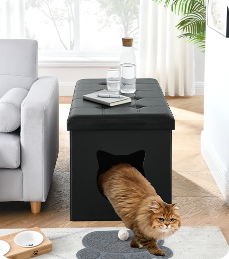 Designer Cat Litter Box Enclosure Hidden Washroom Bench Ottoman