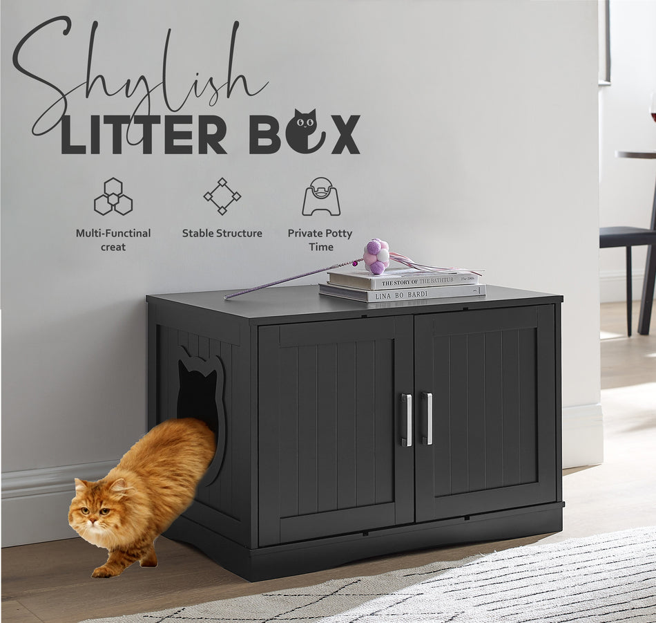 Sweet Barks X-Large Designer Cat Washroom Storage Bench Cat Litter Box  Enclosure Furniture Box House with Table (White) – CoolKittyCondos