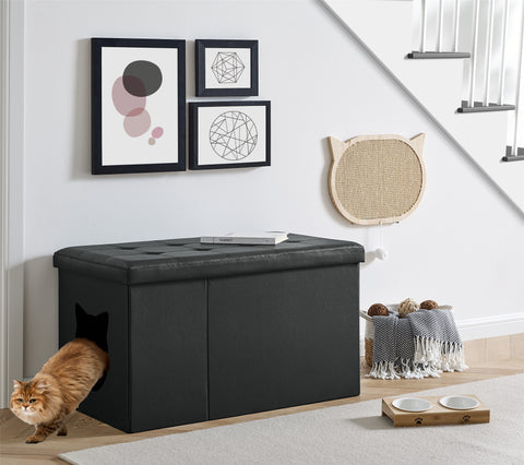 Designer Cat Litter Box Enclosure Hidden Washroom Bench Ottoman