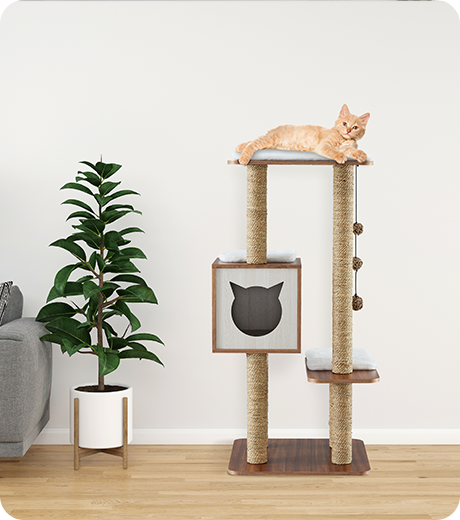 Elegant Wooden Modern Cat Tree