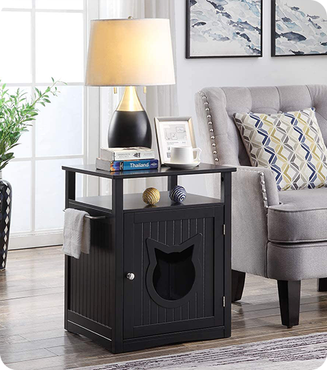 Cat House Side Table, Nightstand Pet House, Litter Box Enclosure