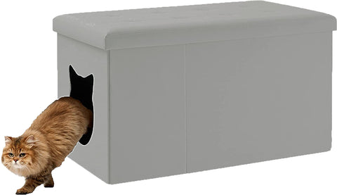 Designer Cat Litter Box Enclosure Hidden Washroom Bench Ottoman