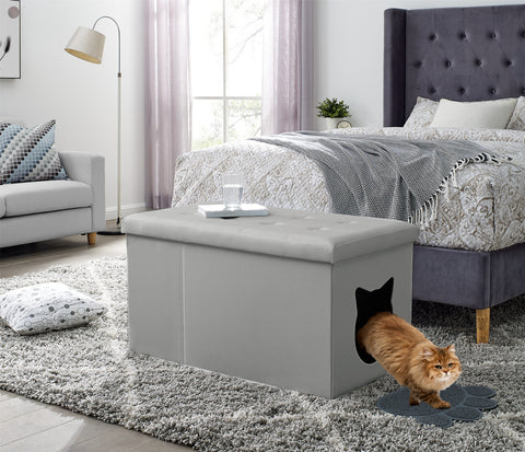Designer Cat Litter Box Enclosure Hidden Washroom Bench Ottoman