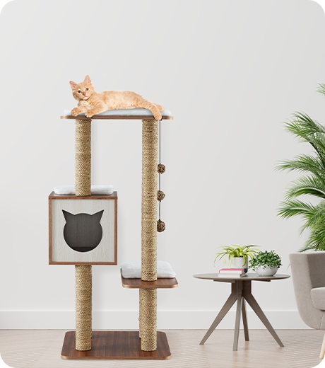 Elegant Wooden Modern Cat Tree