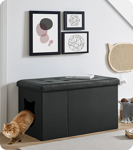 Designer Cat Litter Box Enclosure Hidden Washroom Bench Ottoman